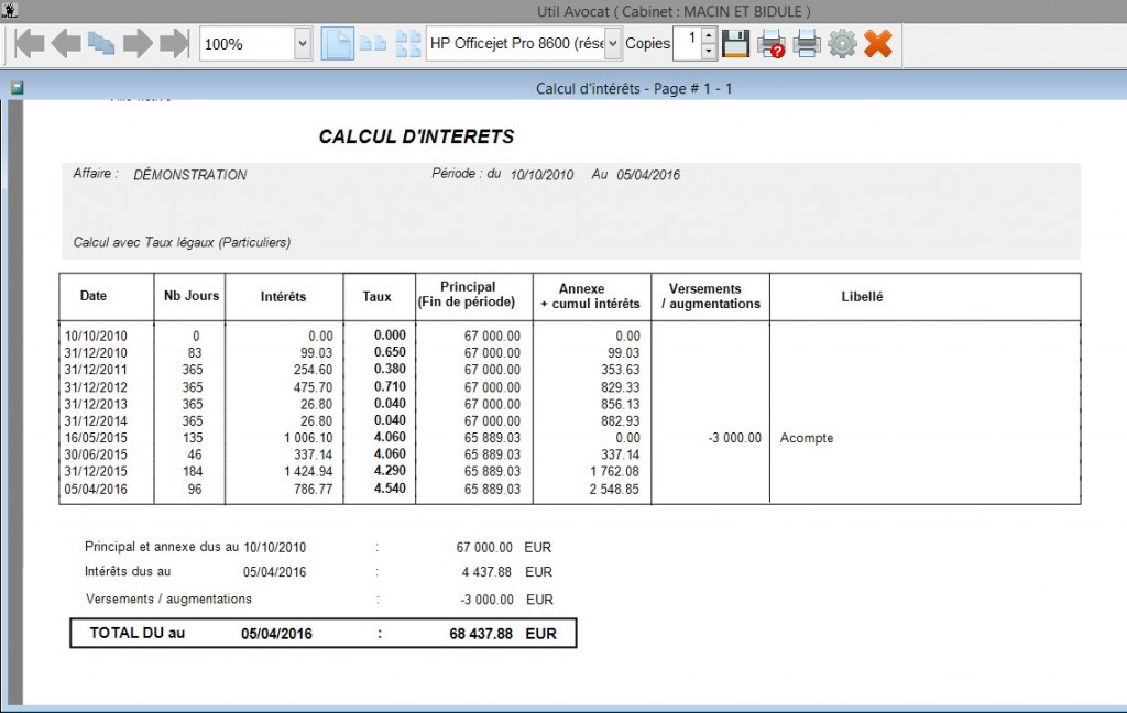 taux légaux